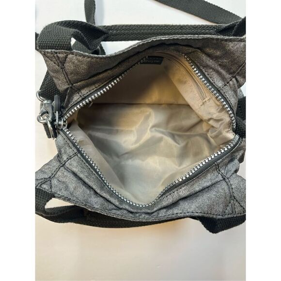 Kipling Crossbody Removable Strap Grab Handle Silver Grey Bag w Roger Monkey EUC - Picture 4 of 16